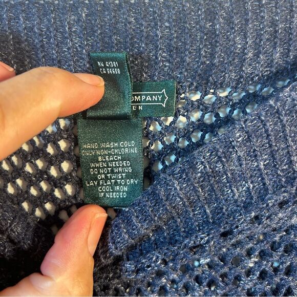 LAUREN RALPH LAUREN JEANS SWEATER LADIES PONCHO S/M BLUE FRINGE EVERYDAY CASUAL - Picture 4 of 10